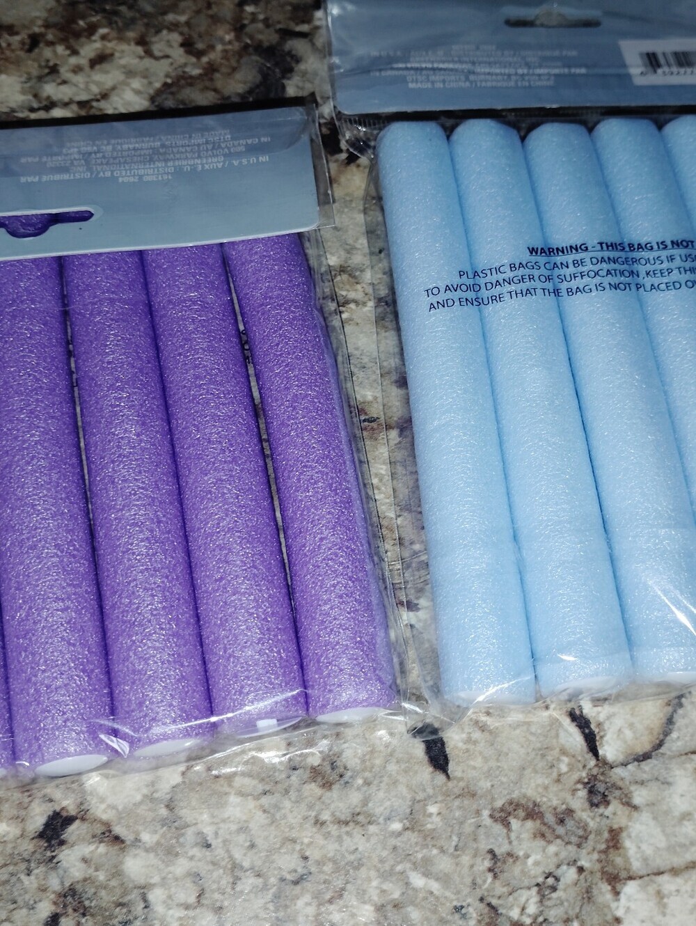 Purple and Light Blue Foam Hair Rollers - Soft Styling Set New
